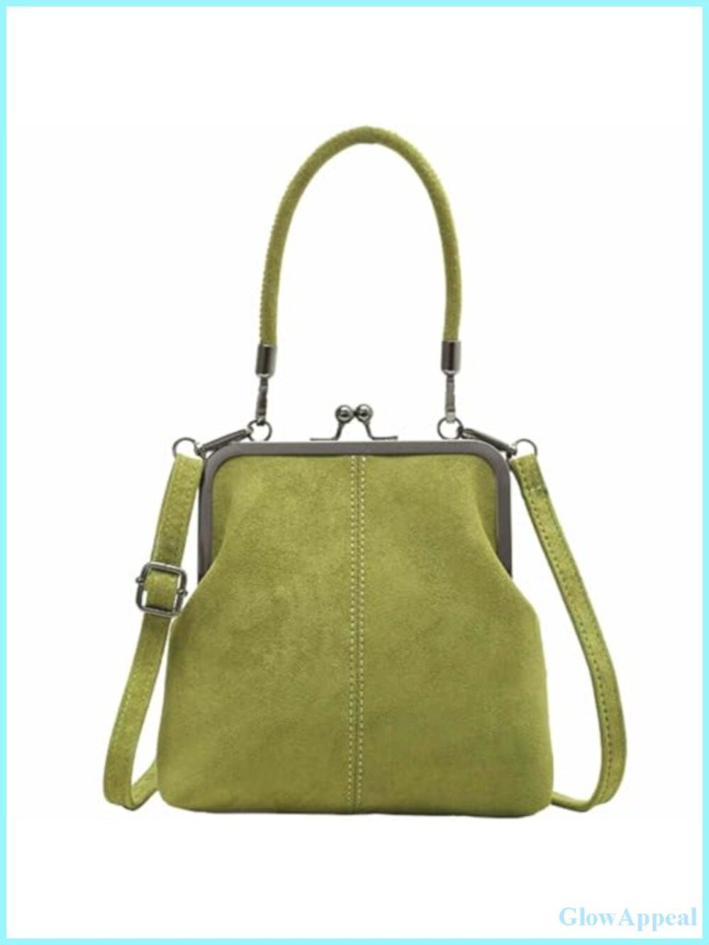 Women's Denim Crossbody Tote Bag with Kiss Lock Closure, Mini Handbag
